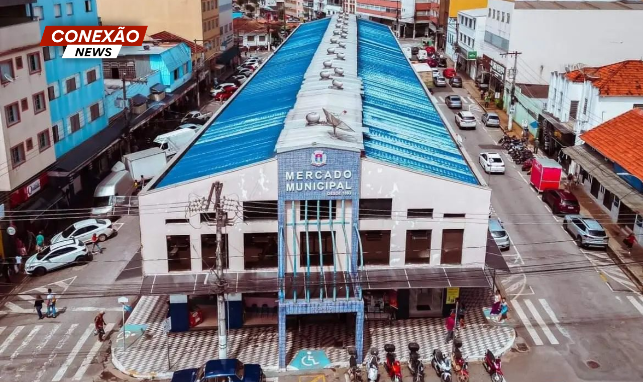 Este é o centenário Mercado Municipal de Pouso Alegre.