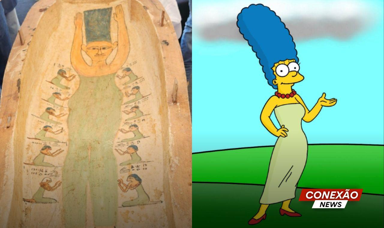 Arqueólogos encontram sarcófago com desenho semelhante a Marge Simpson.