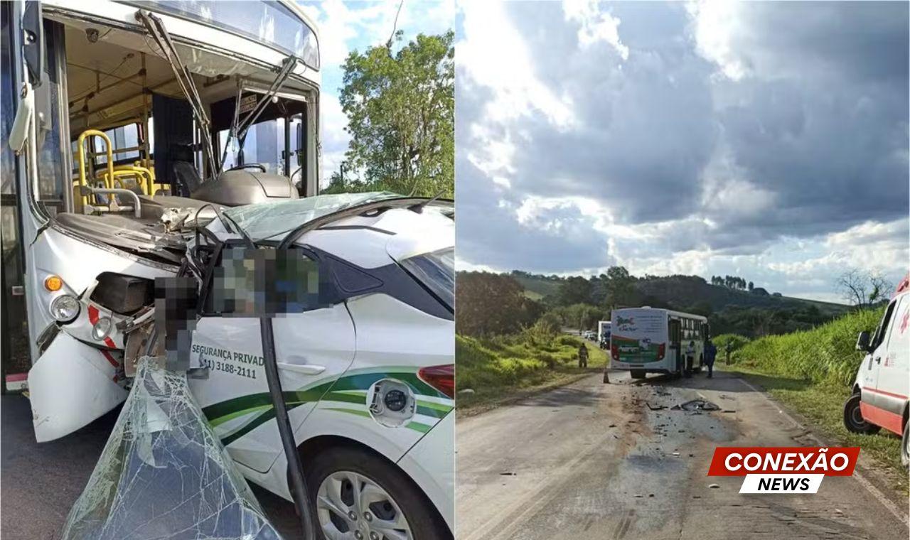 Batida entre carro e ônibus de transporte coletivo deixa uma pessoa morta em Três Corações.