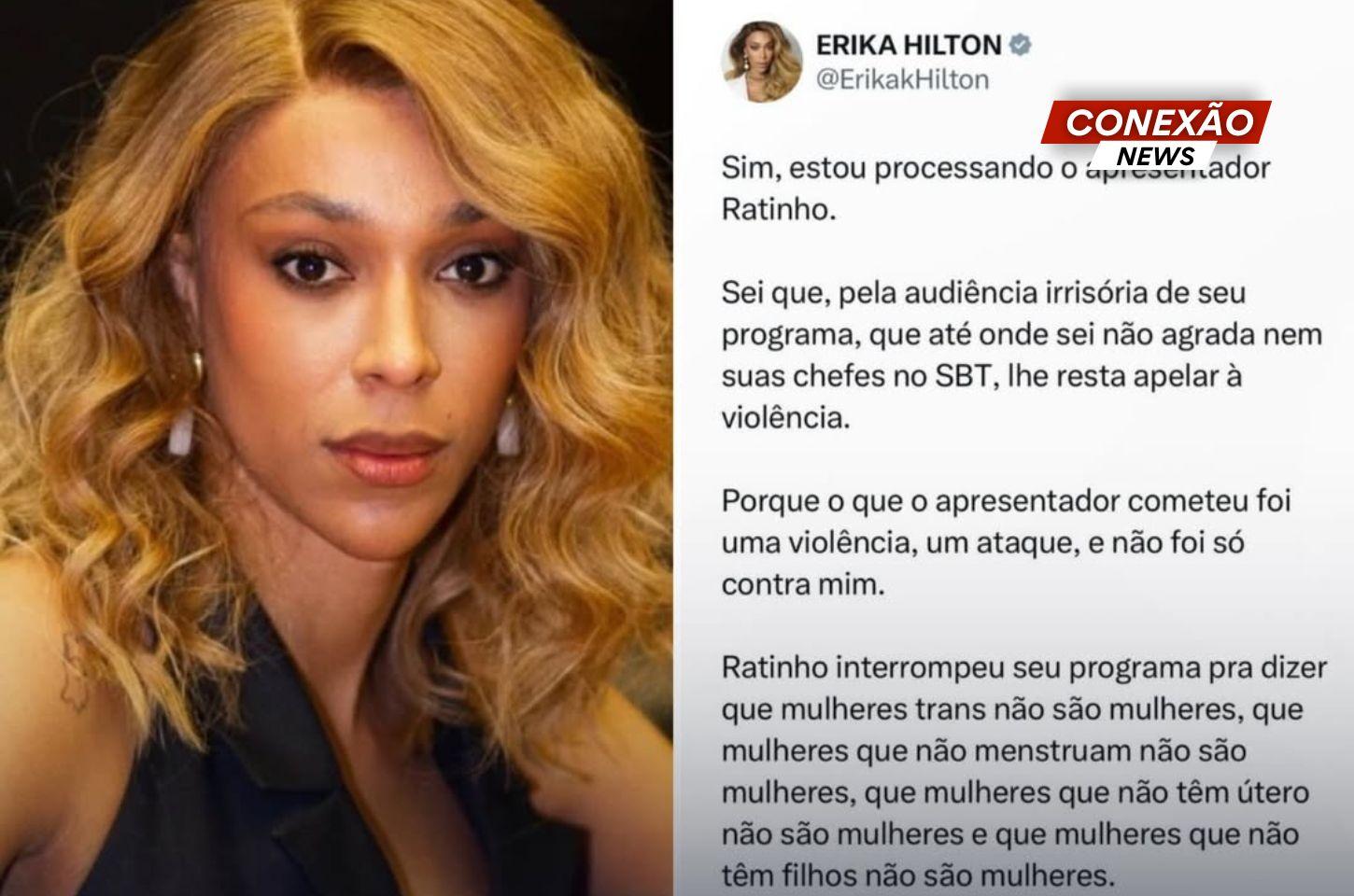 Erika Hilton detona programa do Ratinho após polêmica: ‘audiência irrisória’.